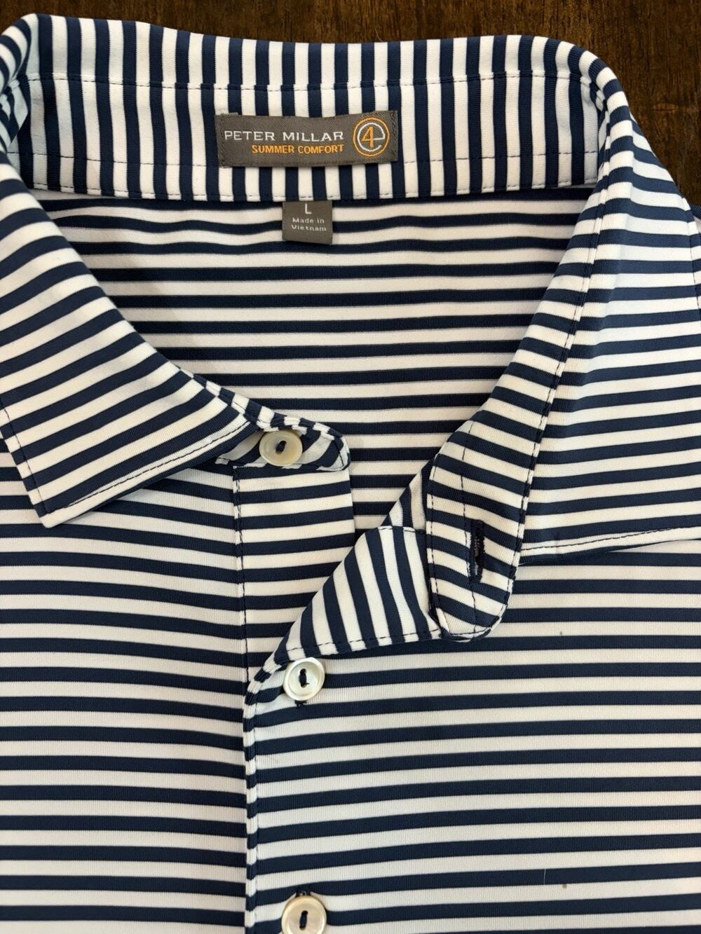 X6- Peter Millar Summer Comfort Atlanta Athletic Club Polo Shirt L Green Stripe